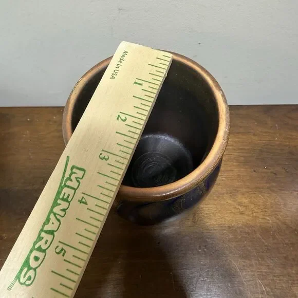 Vintage BBP Beaumont Brothers Pottery Crock Blue Feather Brush Strokes 1992 - Picture 9 of 9